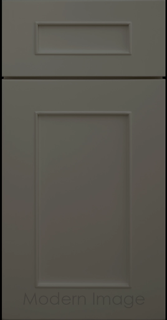 Chandler Shaker kitchen cabinet in Urbane Bronze, showing the raised trim surrounding the center panel.